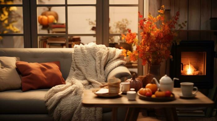 Warm autumn living room decor